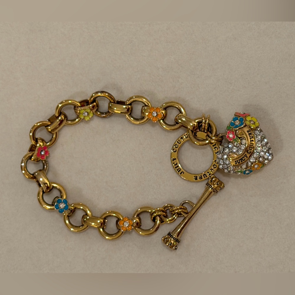 Juicy Couture Gold Bracelet with Colorful Charms